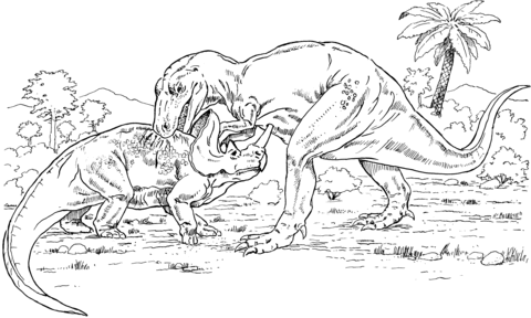 Gorgosaurus Vs. Monoclonius Coloring Page